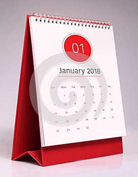 Simple desk calendar 2018 - January