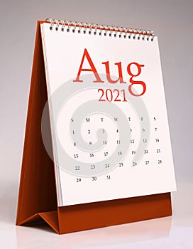 Simple desk calendar 2021 - August