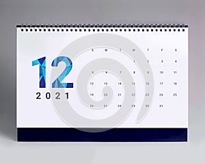 Simple desk calendar 2021 - December