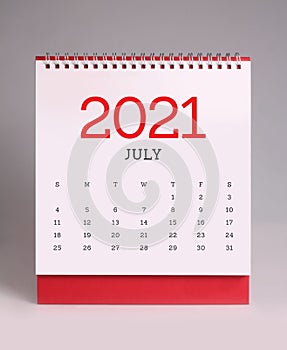 Simple desk calendar 2021 - July