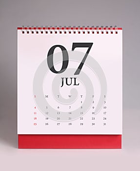 Simple desk calendar 2021 - July