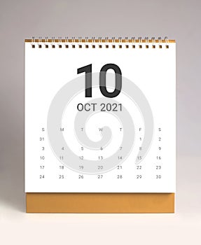 Simple desk calendar 2021 - October