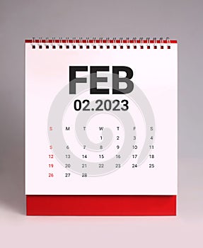 Simple desk calendar 2023 - February