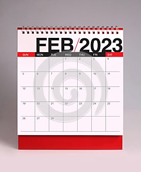 Simple desk calendar 2023 - February