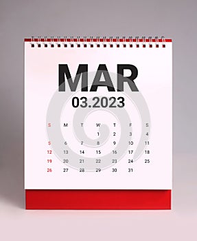 Simple desk calendar 2023 - March