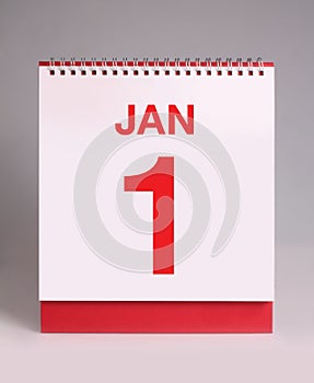 Simple desk calendar for January 1.