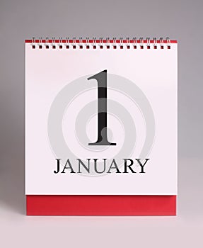 Simple desk calendar for January 1.