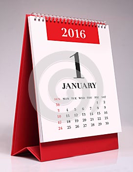 Simple desk calendar 2016 - January
