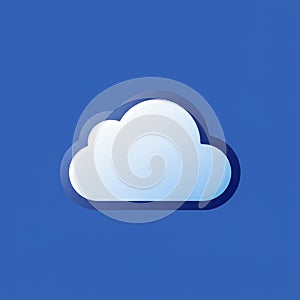 A simple digital illustration of a white cloud icon against a solid blue background. The
