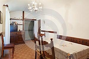 Simple dining room, interior in old house