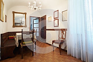 Simple dining room, interior in old house