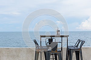 Simple dinner table sea side ocean