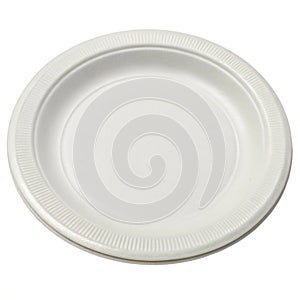 Disposable plate isolated on white background photo