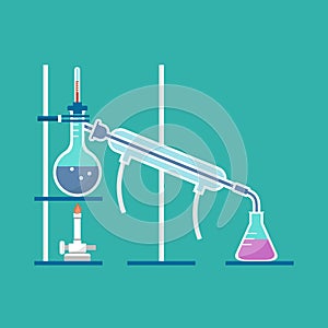 Simple distillation model in chemistry laboratory vector