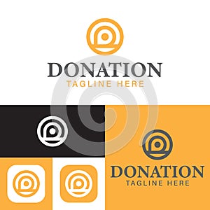 Simple donation logo. Minimal Icon Style.Vector Illustration.Black and white.Unique, elegant, modern style