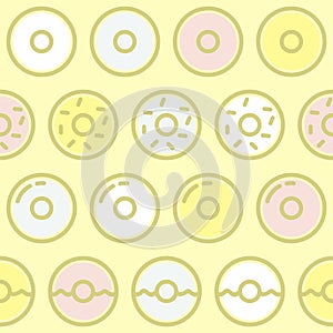 Simple Donut Pastry Illustration Seamless Pattern Background Wallpaper