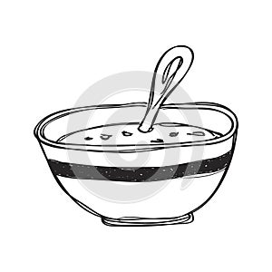 Simple doodle of a bowl of soup