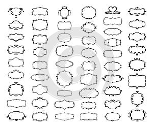 Simple doodle frames set, hand drawn line illustration