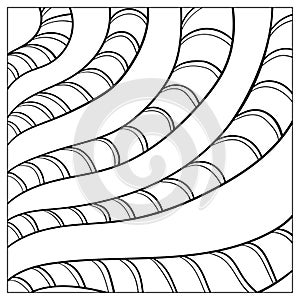 Simple doodles with smooth lines and stripes. Abstract composition on white isolated background.