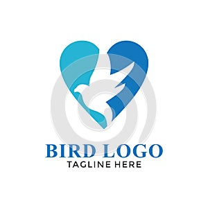 Simple dove bird love peace religion with modern concept icon logo design vector