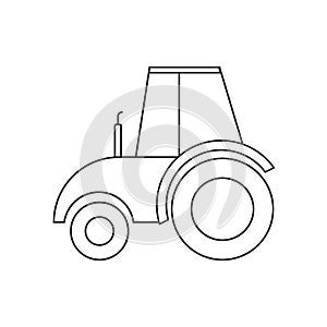 simple drawing thin line abstract logo icon tractor isolated black on white background