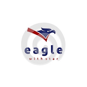 Simple eagle head with star in eye logo design