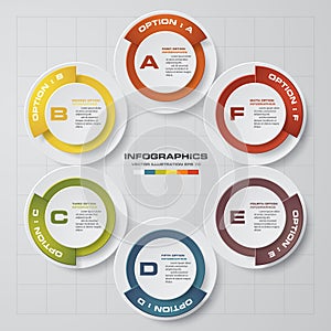 Simple&Editable 6 Steps chart diagrams template/graphic or website layout.