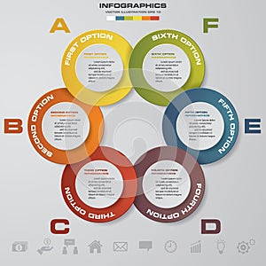 Simple&Editable 6 Steps chart diagrams template/graphic or website layout.