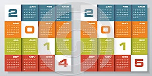 Simple editable vector calendar 2014-2015