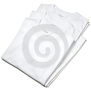 Isolated pack of white t-shirts front view isolated on white background