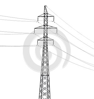 Simple electrical steel pylon isolated on white