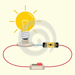 Simple Electricity Circuit Vector Illustration