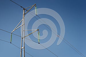 Simple electricity pylon with wires and insulators