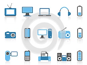Simple electronic icons,blue color series photo