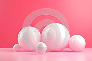 Simple Elegance: Abstract 3D Spheres on Pink Background - Minimalist Design