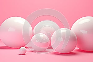 Simple Elegance: Abstract 3D Spheres on Pink Background - Minimalist Design