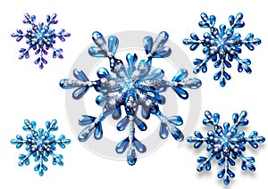 A simple and elegant Blue snowflakes on a white background.