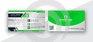 Simple and elegant business card print template. Creative and Clean visiting card. Double-sided modern green business card