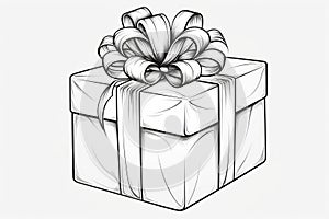 A simple yet elegant drawing of a gift box with a beautifully tied bow. Perfect for any occasion or celebration
