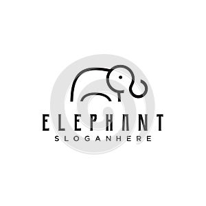 Simple elegant Elephant monoline line art logo design Vector Stock Illustration