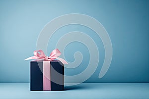 Navy Blue Gift Box with Pink Bow
