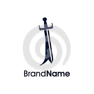 Simple And Elegant Initial J Sword Logo