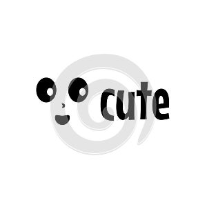 black simple cute face logo