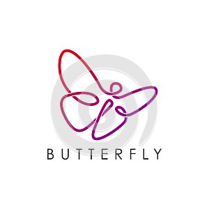 Simple elegant monoline butterfly logo design