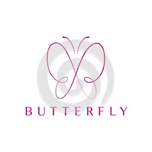 Simple elegant monoline butterfly logo design