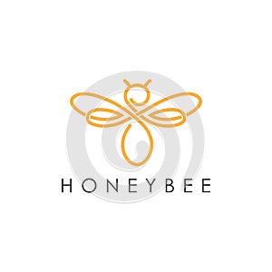 Simple elegant monoline honey bee logo design photo