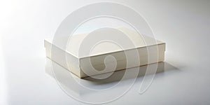 A simple, elegant, off-white rectangular gift box on a white surface. Generative AI