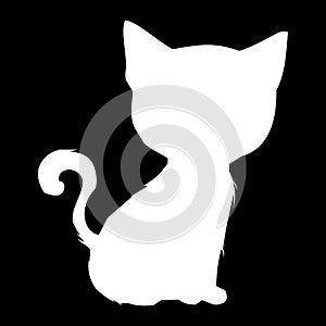 simple and elegant White Cat Silhouette design with black background