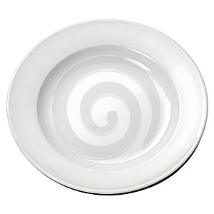 Empty white plate isolated on white background