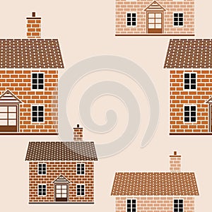 Simple English House Vector Illustration Seamless Pattern